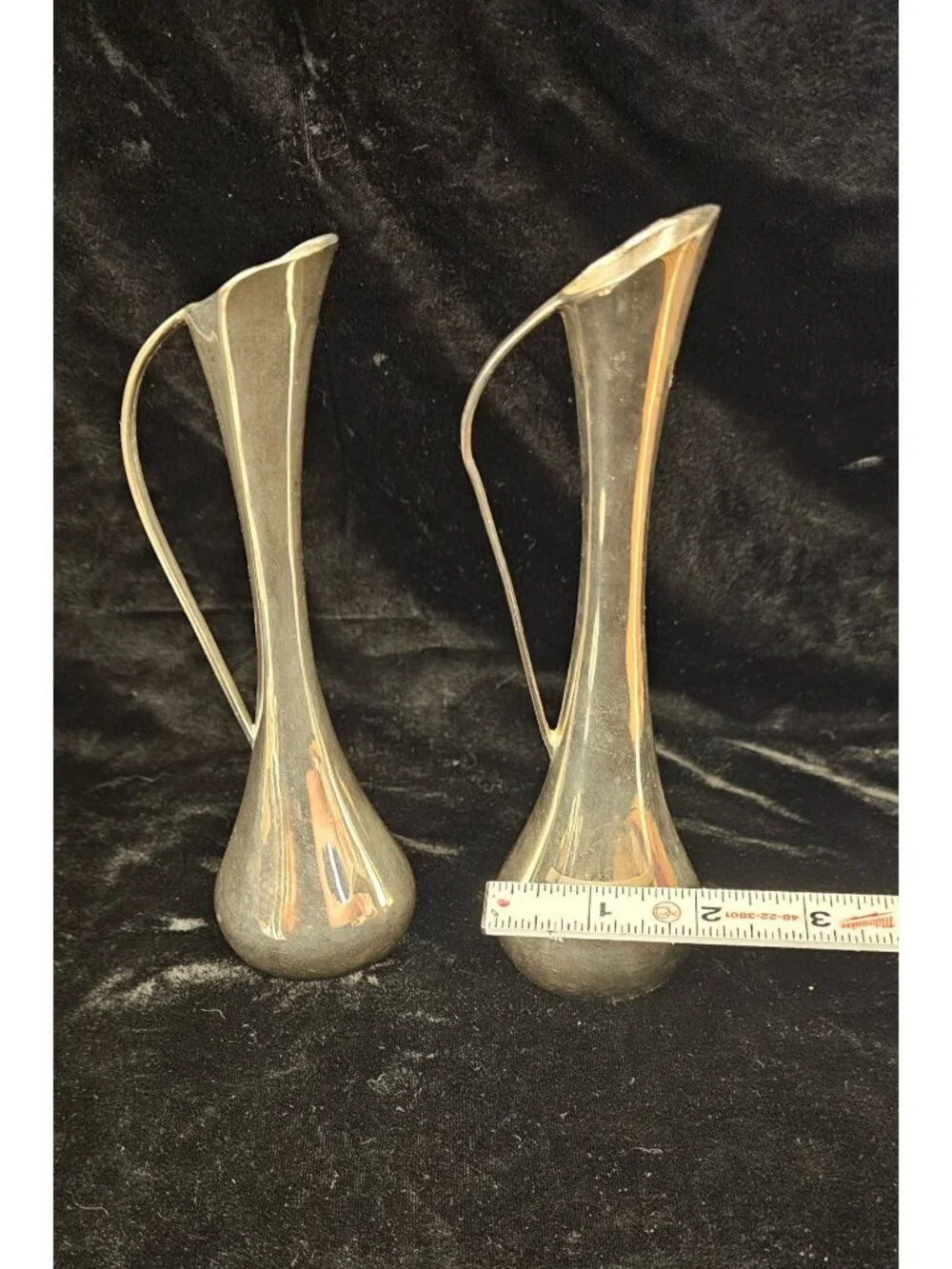 Pair Of Vintage Silver-Plated Bud Vases With Elegant Handles And Tapered Design